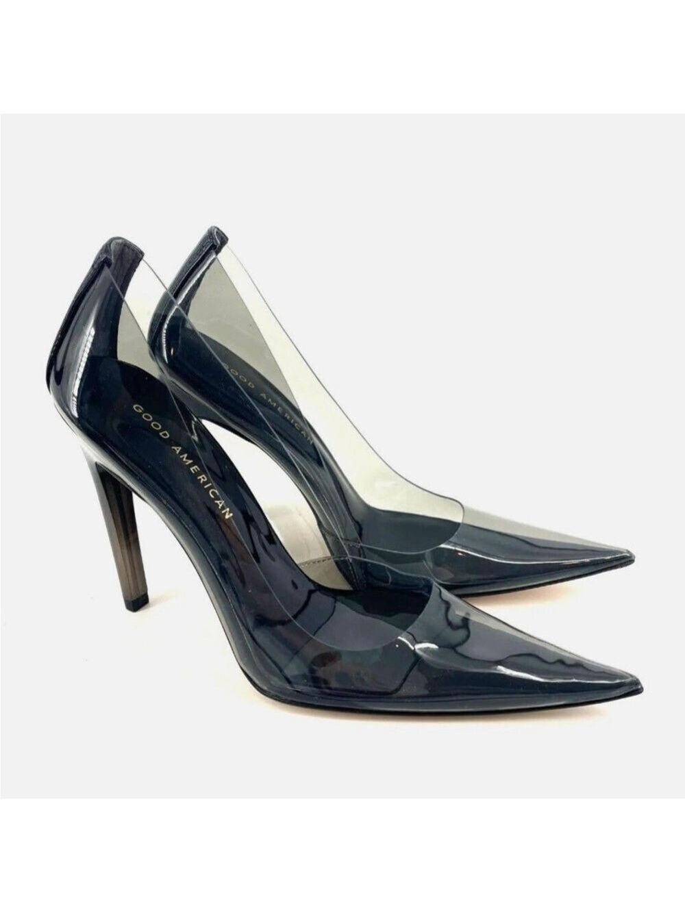 Good American Black Transparent Heels